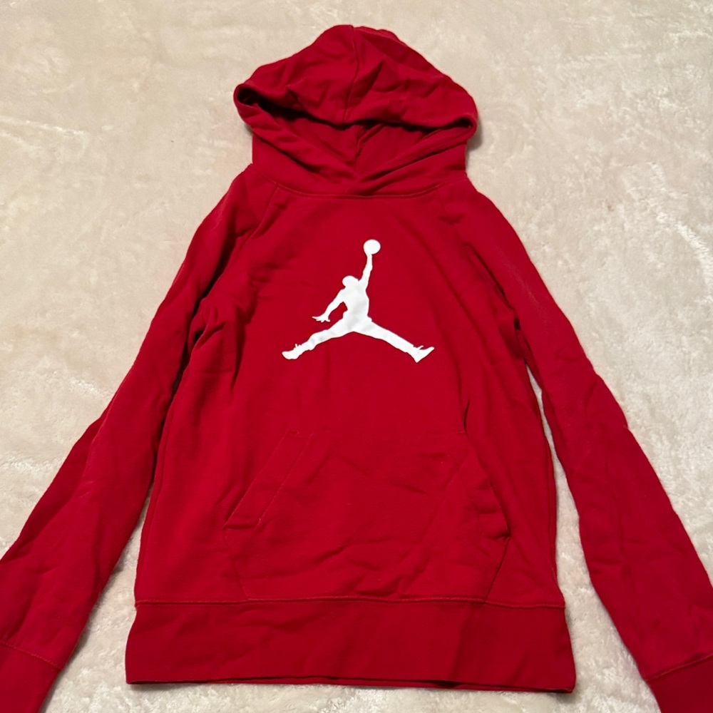 Jordan Kids Red Hoodie with White Logo